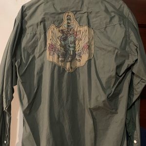 Olive green button up